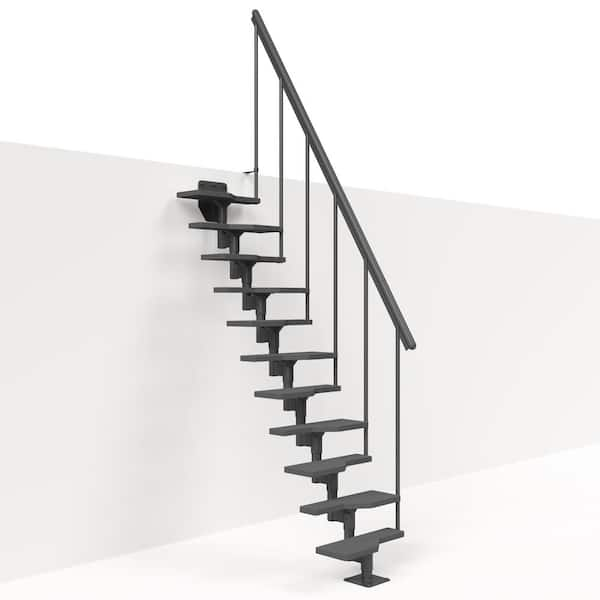 Dolle Atlanta Anthracite Modular Staircase Kit with No Platform Railing ...