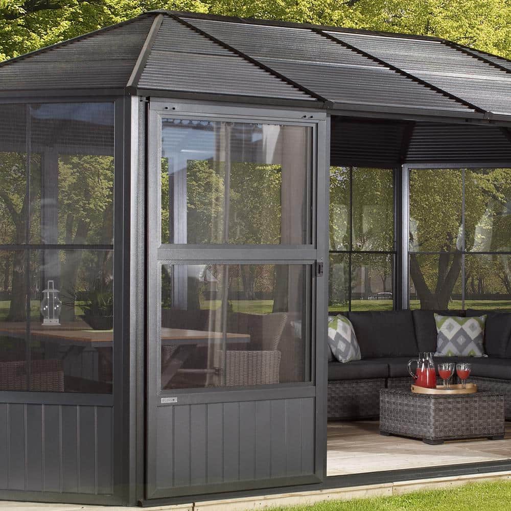 Charleston 10 ft x 10 ft Gray Aluminum and Steel Patio Gazebo