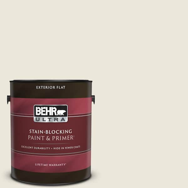 BEHR ULTRA 1 gal. #BXC-32 Picket Fence White Flat Exterior Paint & Primer