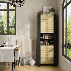 & Grain x 4 L-THD-170315-01 Black FUFU&GAGA Wooden Storage 2 Width 35.4 with Depot Height Sideboard & - The in. in. Drawers 63 Home Shelves Cabinet,