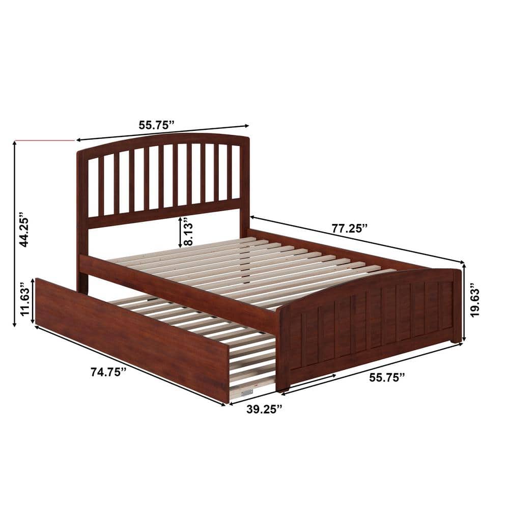 Richmond Mission-Shaker Full Bed with Urban Trundle in Walnut