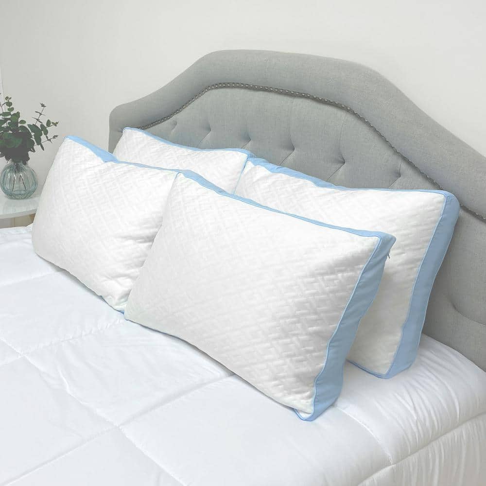 Imaginarium 4-Pack Latex and Fiber Cooling Pillows with Blue Gusset