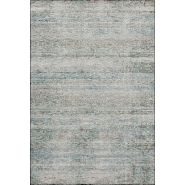 Mayfield Premium Machine Washable Abstract AMF2154 Aqua 5 ft. x 7 ft. 6 in. Area Rug
