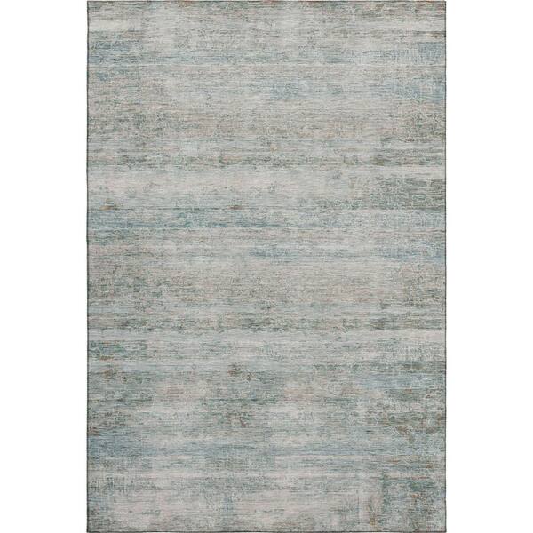 Mayfield Premium Machine Washable Abstract AMF2154 Aqua 9 ft. x 12 ft. Area Rug