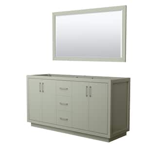 Icon 65.25 in. W x 21.75 in. D x 34.25 in. H Double Bath Vanity Cabinet without Top in Light Green with 58" Mirror