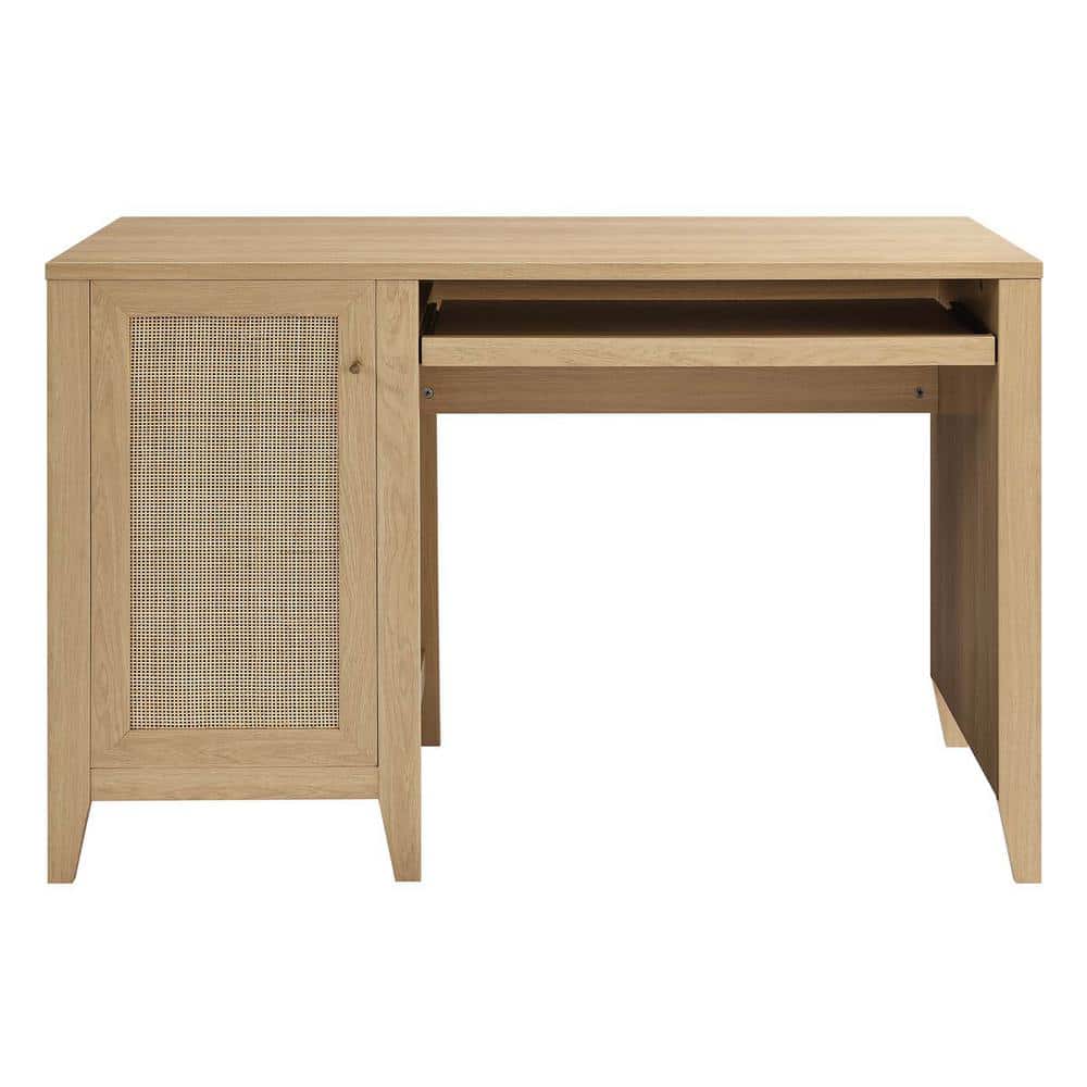 Oak Wood Office Desk with Drawer and Keyboard Tray