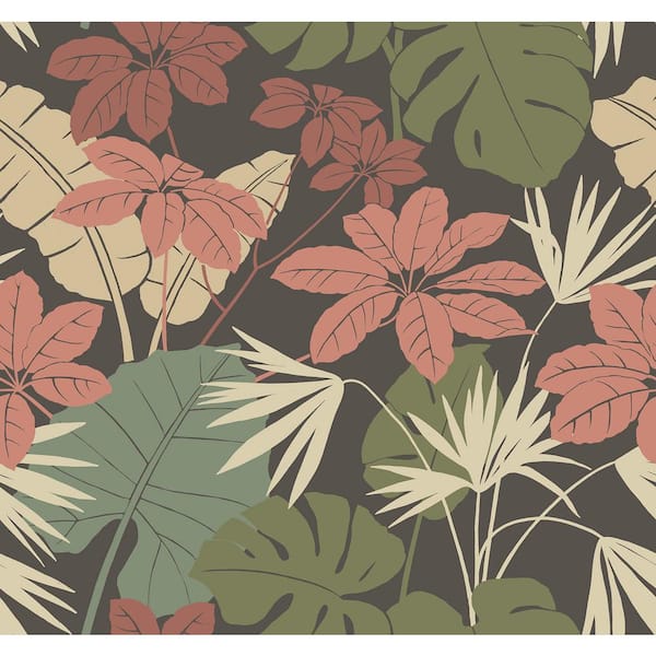 A-Street Prints Medellin Rainforest Floor Black Nonpasted Non Woven Wallpaper Sample