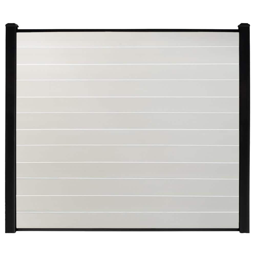 6 ft. x 6 ft. Board on Board Flat Framed Horizontal White Ivory Vinyl Fence Boards (12-Pack) price history on PriceWatchPro