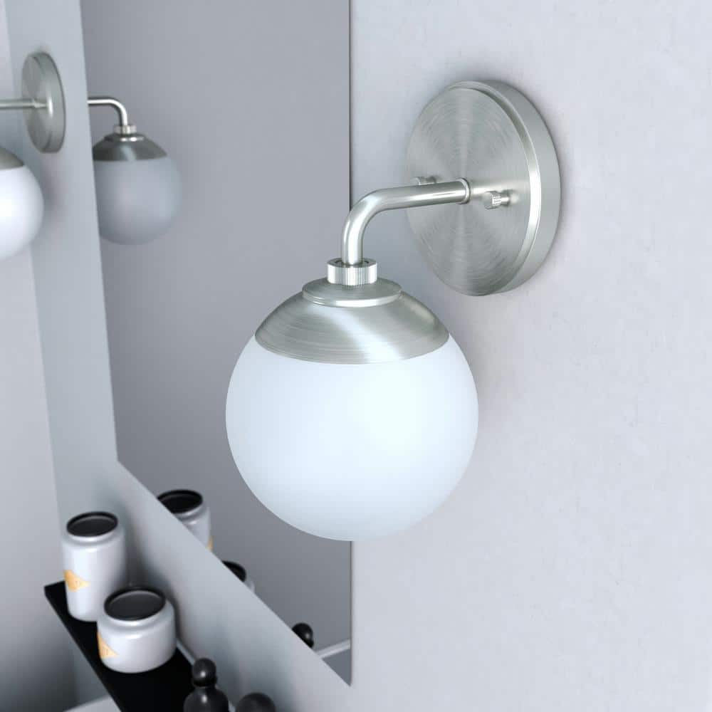Hepburn Mid-Century Modern 6" Nickel Dimmable Wall Sconce