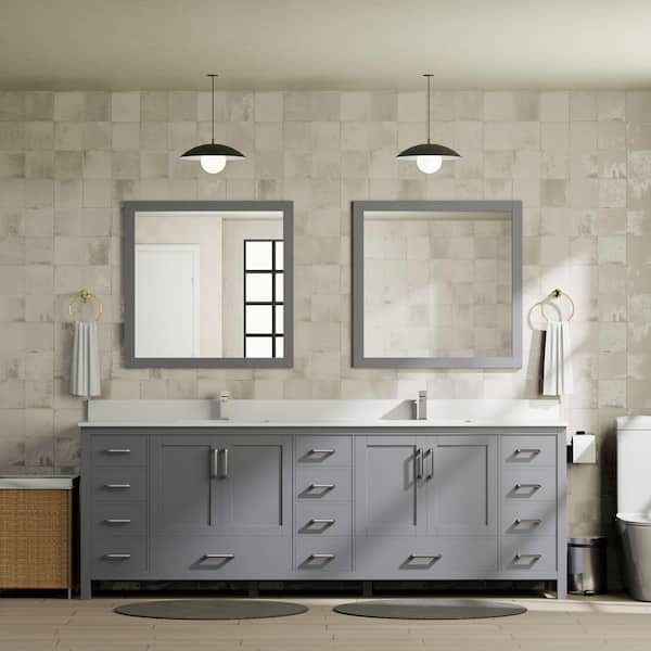 Jacques 84 in. W x 22 in. D Dark Grey Bath Vanity and Cultured Marble Top