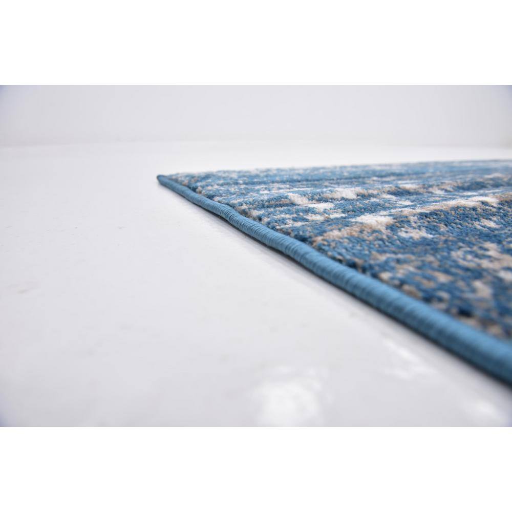 Sofia Blue Abstract Rectangular Indoor Rug - Easy Care & Stain-resistant