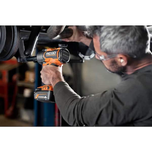 RIDGID - 18V Brushless Cordless 4-Mode 1/2 in. High-Torque Impact Wrench Kit with (2) 4.0 Ah Lithium-Ion Batteries and Charger