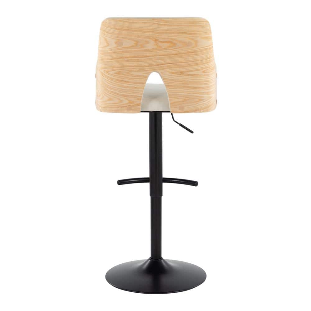 Stella Adjustable Swivel Barstools with Cream Fabric and Wood Back