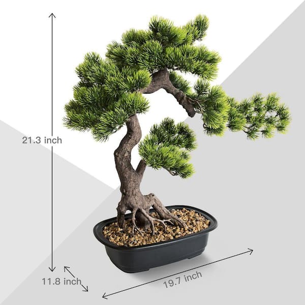 Artificial 20 in. Bonsai Pine Tree in Ceramic Pot, Faux Juniper Greenery  Indoor Tabletop Decor for Office Home 59B1124C2158 - The Home Depot