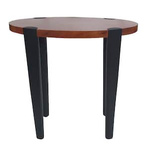 11.5 in. Brown, Black Oval Wood Top End Table