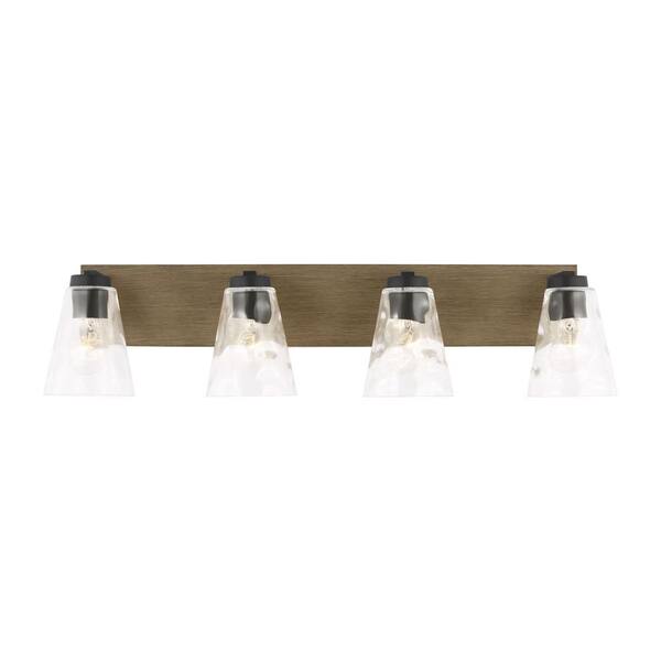 Generation Lighting - Dunton 31 in. W x 7.5 in. H 4-Light Midnight Black Dimmable Bathroom Vanity Light with No Bulbs Included