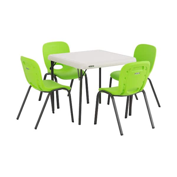 Lifetime 5-Piece Lime Green and Almond Children's Table and Chair Set