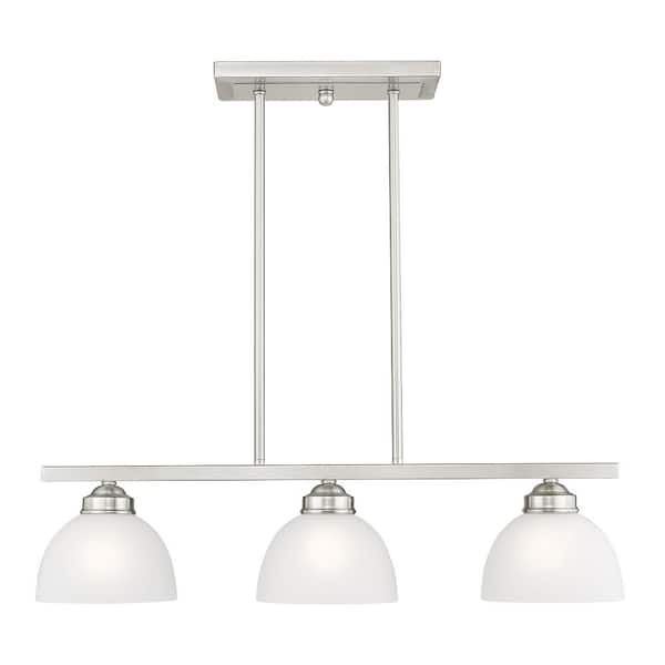 AVIANCE LIGHTING Stonecrest 3-Light Brushed Nickel Linear Chandelier with Satin Glass