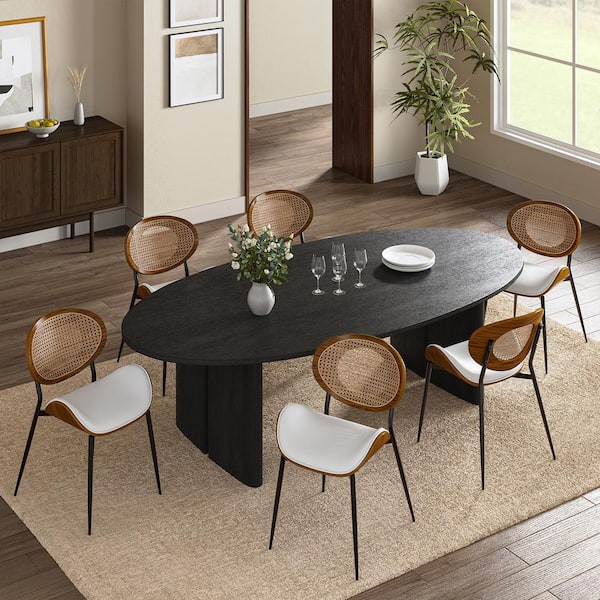 Pablo Beige 20.75 in. W Modern Dining Chair with Rattan Woven Back Set of 6