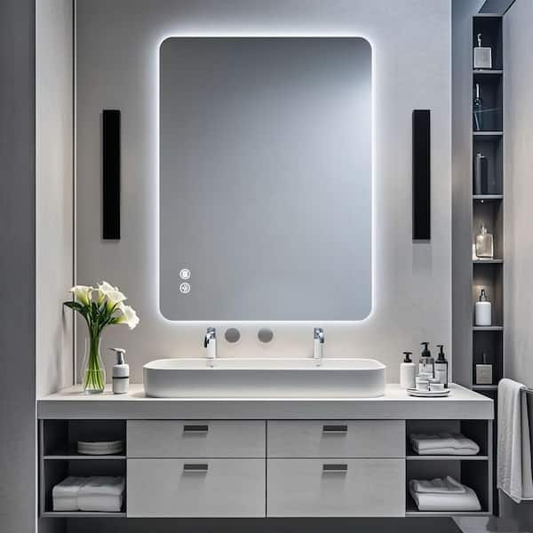 30.00 in. W x 40.00 in. H LED Modern Rectangle Framless Wall Mirror