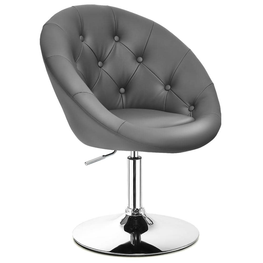 grey swivel chair and stool