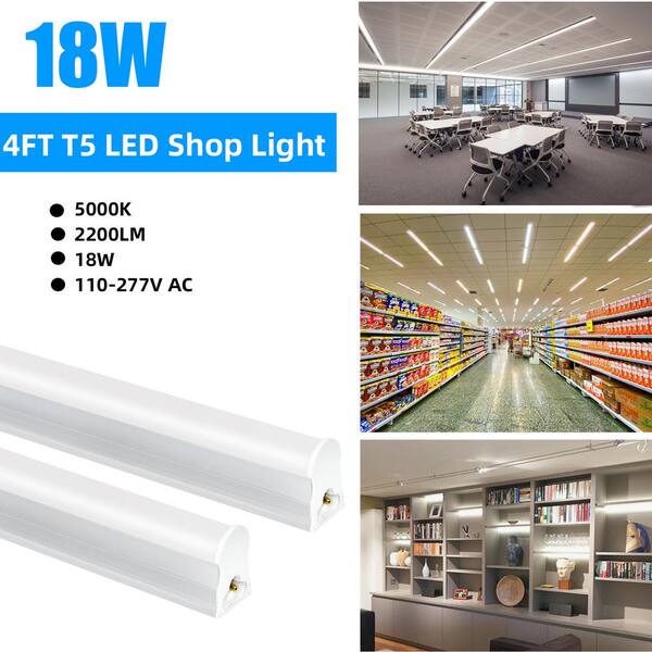 New Set of 8 LED T5 Integrated Single Fixture 4 ft 2200 Lumens 5000K hot 20W Lights