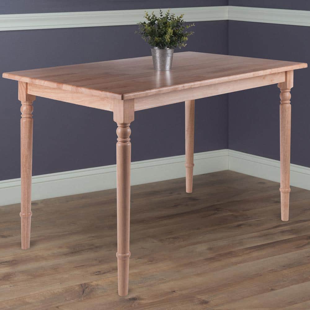 Natural Solid Wood Rectangular Farmhouse Dining Table, Seats Six