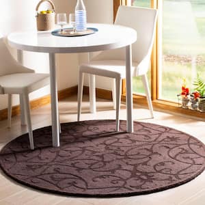 Impressions Brown 5 ft. x 5 ft. Round Border Area Rug
