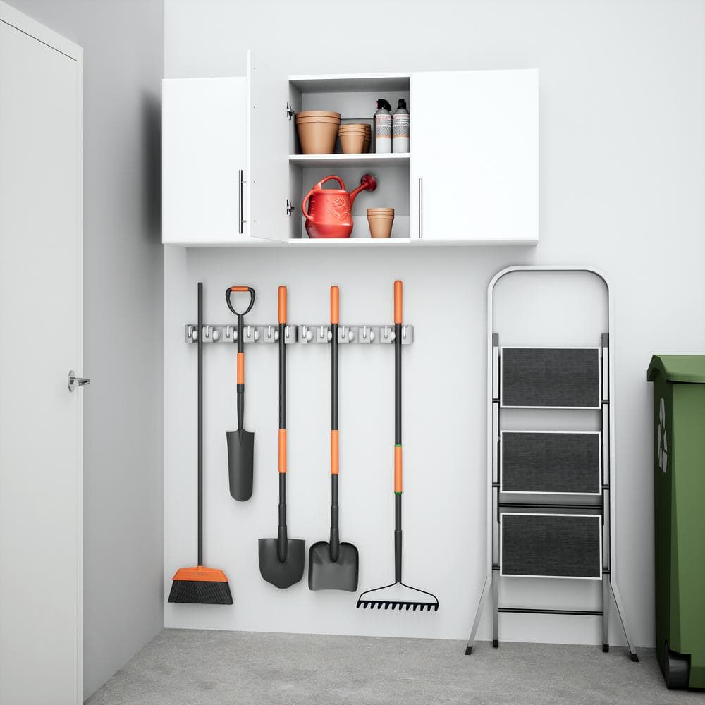Elite 59'' White 3-Door Adjustable Shelf Bathroom Wall Cabinet