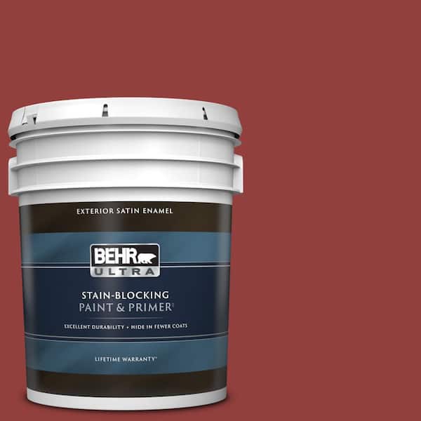 BEHR ULTRA 5 gal. #BIC-49 Red Red Red Satin Enamel Exterior Paint & Primer