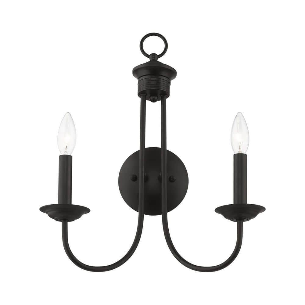 Estate Classic Black Steel 2-Light Wall Sconce