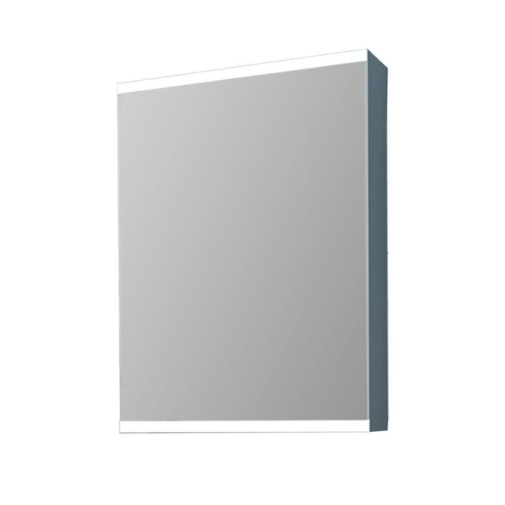 20 in. W x 26 in. H Silver Aluminium Surface Mount LED Lighting Medicine Cabinet with Mirror, 2 Adjustable Shelves