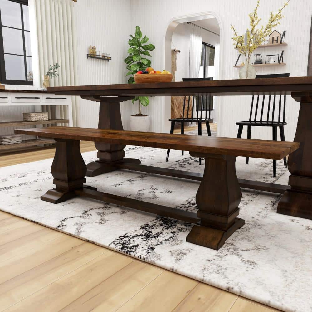 Rustic Reclaimed Mango Wood 78" Bar Height Bench in Brown
