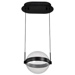 Arvada 24-Watt 1-Light Matte Black Integrated LED Pendant Light with Silk Screened Acrylic Shade