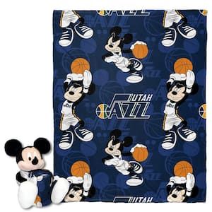 NBA Jazz Basketball Mickey Hugger Pillow and Silk Touch Throw Set