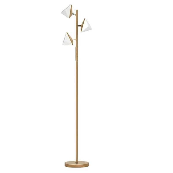 70 in. Gold RGBCW Tree Floor Lamp Stepless Dimmable LED Tall Standing Lamp