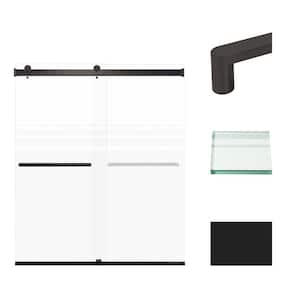 Brianna 60 in. W x 70 in. H Sliding Frameless Shower Door in Matte Black with Frosted Glass