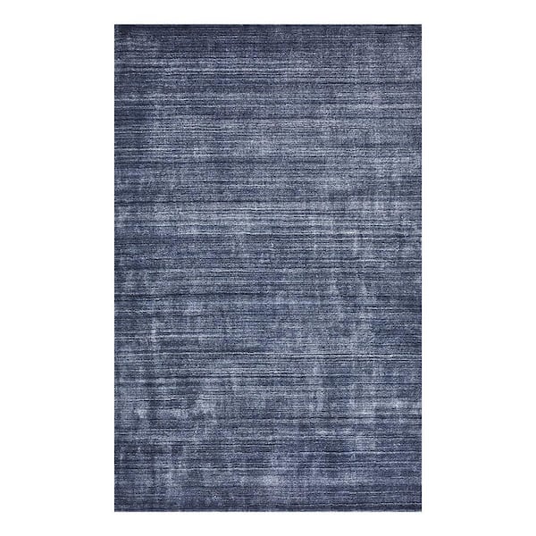 Solo Rugs Harbor Contemporary Solid Denim 10 ft. x 14 ft. Hand Loomed Area Rug