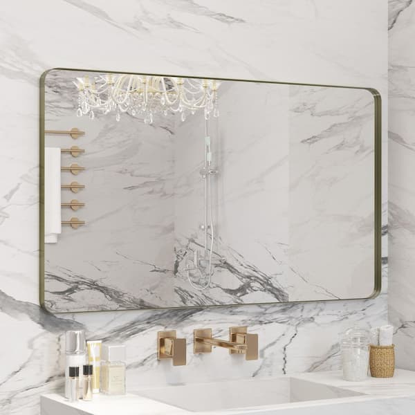 40 in. W x 24 in. H Premium Aluminum Framed Rectangular Bathroom Vanity Wall Mirror in Bronze