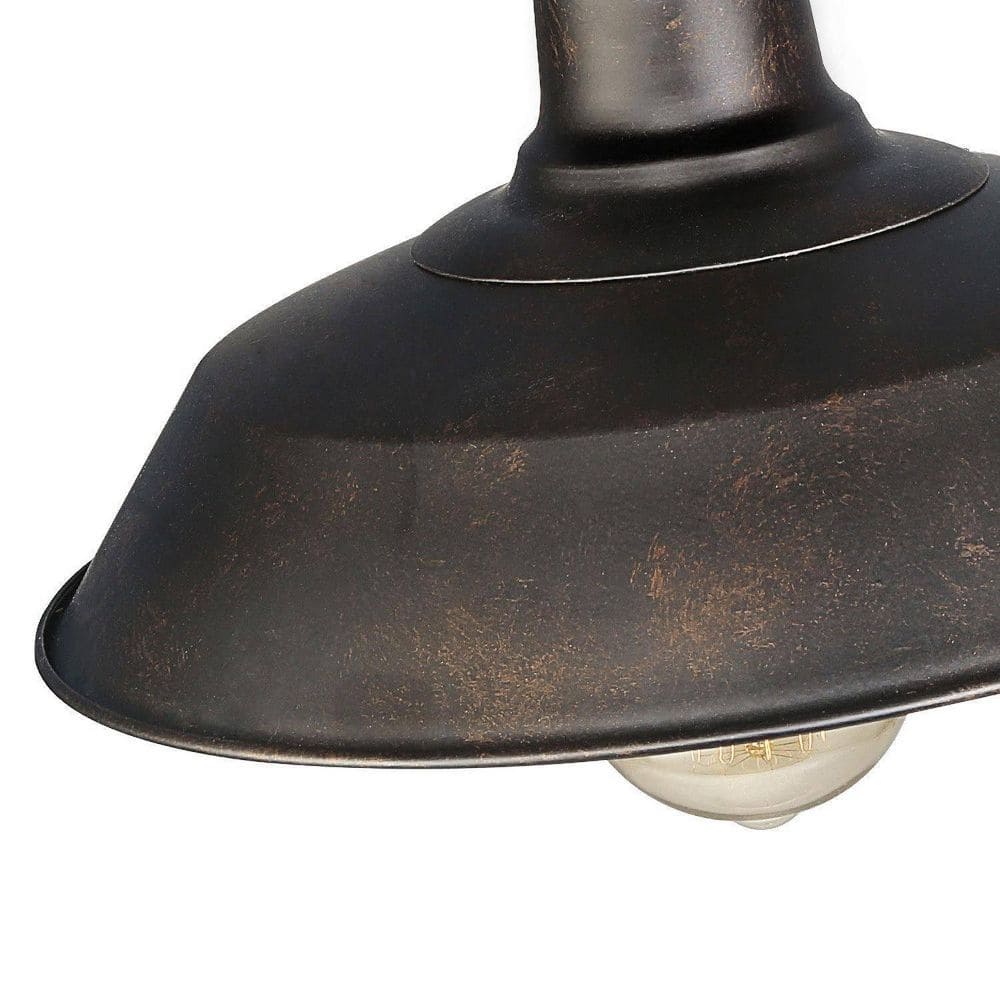 Mini Black Rustic Farmhouse LED Pendant Light with Metal Shade