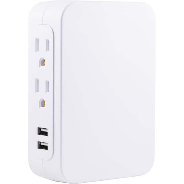GE 5-Outlet 860-Joules 2-Port USB Side-Access Surge Protector Tap, White