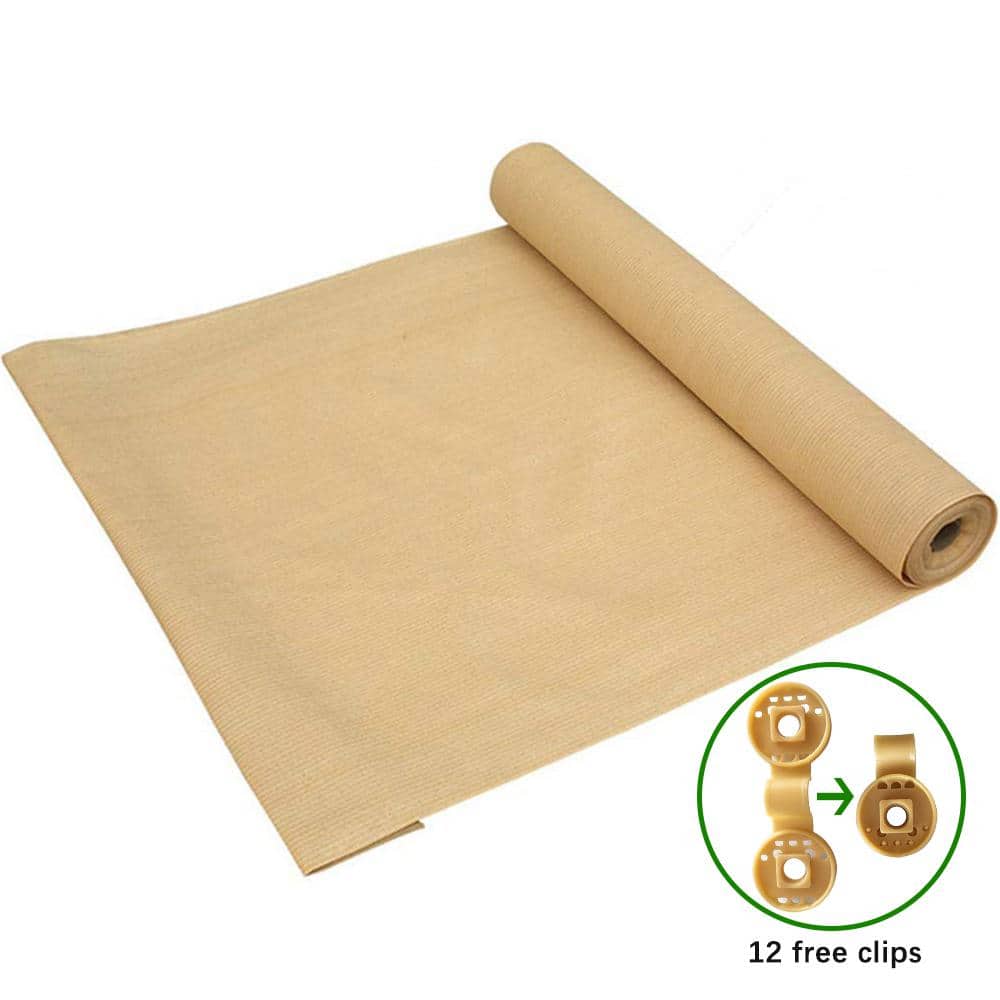 12 ft. x 15 ft. 90% Shade Cloth Wheat Sunblock Fabric Cut Edge with Free Ci