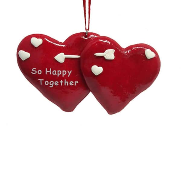 Club Pack of 24 Red and White "So Happy Together" Hearts Valentine's Day Ornaments 4.25"