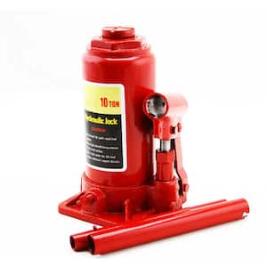 10-Ton Hydraulic Steel Bottle Jack in Red