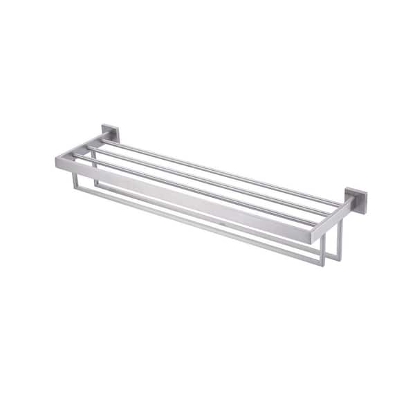 32 in. Stainless Steel Wall Mounted Double Towel Bar in Brushed Nickel