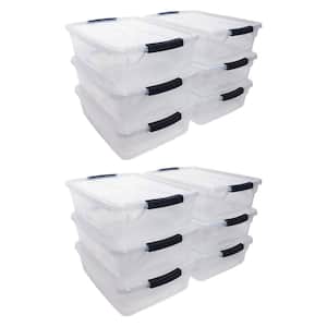 Cleverstore 16 Qt. Plastic Storage Tote Container w/ Lid (12 Pack)