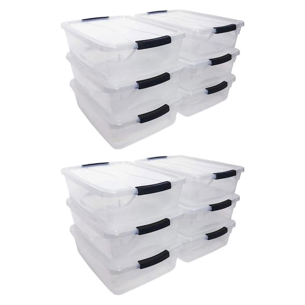 Rubbermaid Cleverstore Clear 41 Qt/10.25 Gal, Pack of 4 Stackable Plastic  Containers with Durable Latching Clear Lids, Visible Storage, Great for