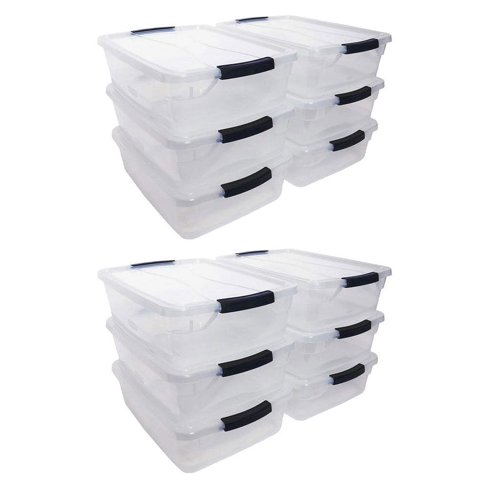 Cleverstore 16 Qt. Plastic Storage Tote Container w/ Lid (12 Pack) price history on PriceWatchPro