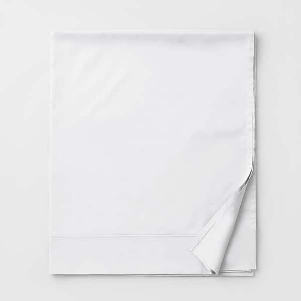The Company Store Company Cotton Sateen White Cotton Queen Flat Sheet