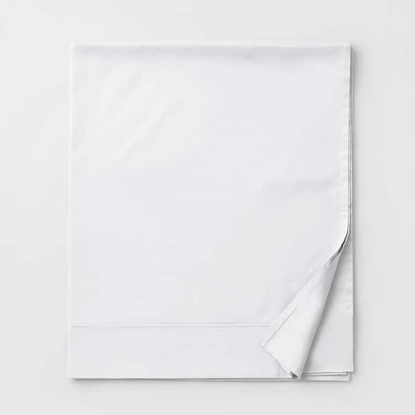 The Company Store Company Cotton Sateen White Cotton Twin Flat Sheet